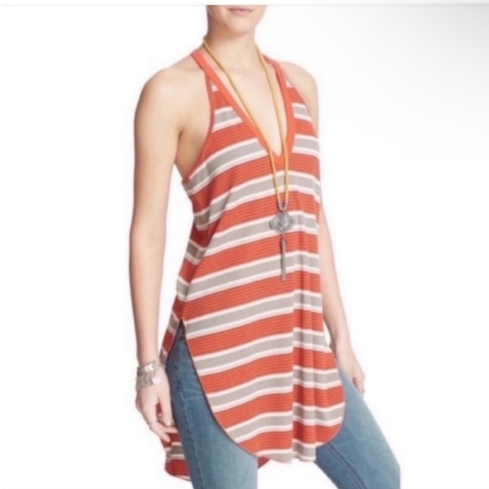 We the Free Loui tank top orange striped racerback